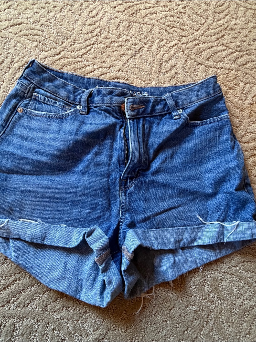 American Eagle Outfitters Dark Blue Rolled Cuff Denim Shorts